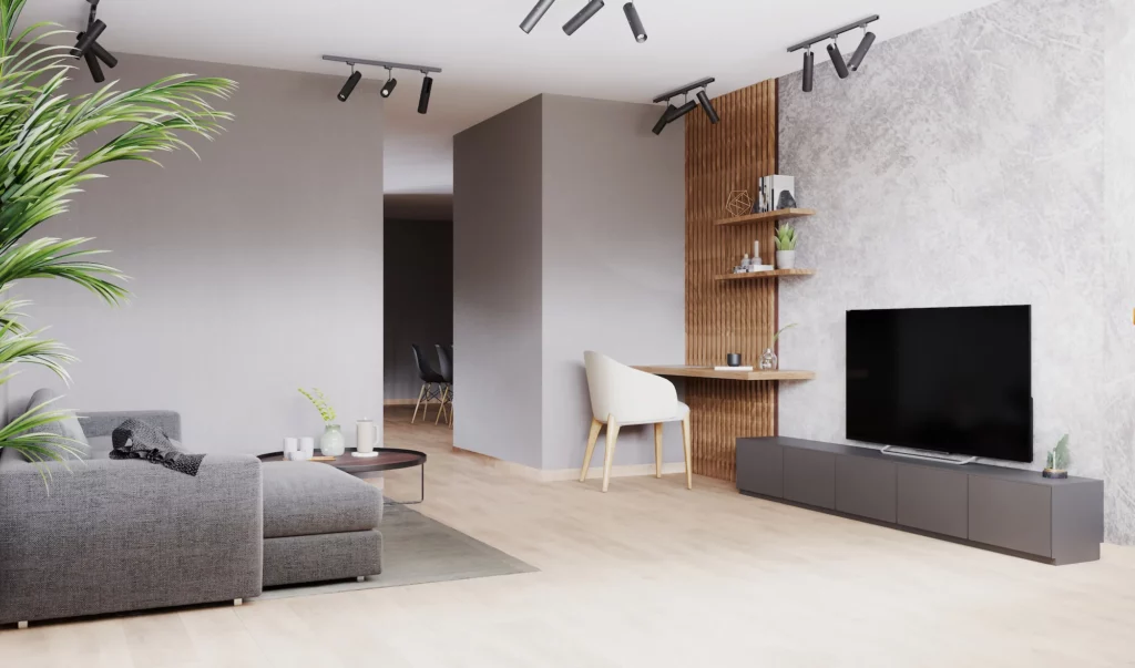 Intérieur d’un salon d’appartement en location à Genève